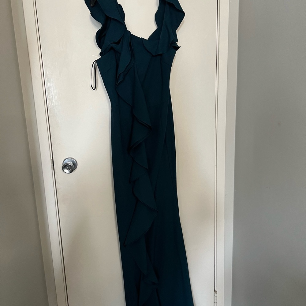 Minuet Petite Dark Teal Ruffle Maxi Dress